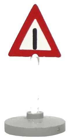 LEGO onderdeel Road Sign with Post, Triangle with Generic Warning Pattern, Type 2 Base (747p01c02)