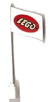 LEGO part Flag on Flagpole, Wave with LEGO Logo in Red Ellipse Pattern - No Bottom Lip 776px8
