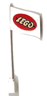 LEGO onderdeel Flag on Flagpole, Wave with LEGO Logo in Red Ellipse Pattern - No Bottom Lip (776px8)