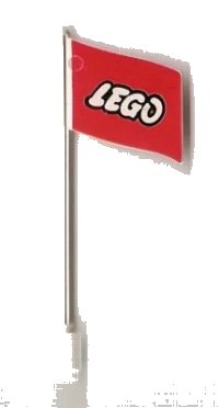 LEGO part Flag on Flagpole, Wave with LEGO Logo Pattern, Ridged Flagpole 777px7ridged