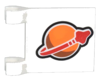 LEGO onderdeel Flag 2 x 2 Square with Flared Edge with Orange and Red Classic Space Logo Pattern on Both Sides (80326pb004)