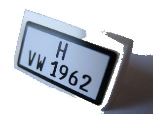 LEGO part Slope 30 1 x 2 x 2/3 with Black 'H VW 1962' Pattern (Sticker) - Set 10220 (85984pb003)