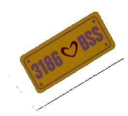 LEGO part Slope 30 1 x 2 x 2/3 with Dark Red Heart and '3186 BSS' Pattern (Sticker) - Set 3186 (85984pb028)