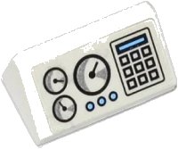 LEGO onderdeel Slope 30 1 x 2 x 2/3 with 3 Gauges, Keypad and 3 Medium Blue Buttons Pattern (Sticker) - Set 60036 85984pb052