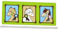 LEGO part Tile 2 x 4 with 3 Horse Portraits on Lime Backgound Pattern (Sticker) - Set 3185 87079pb0147