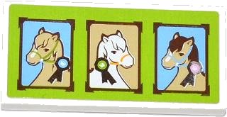 LEGO part Tile 2 x 4 with 3 Horse Portraits on Lime Backgound Pattern (Sticker) - Set 3185 (87079pb0147)