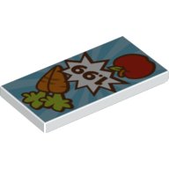LEGO part Tile 2 x 4 with Carrots, Apple and '1.99' Pattern 87079pb0197