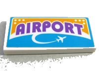 LEGO part Tile 2 x 4 with Medium Lavender 'Airport' and White Airplane Pattern (Sticker) - Set 41109 87079pb0437
