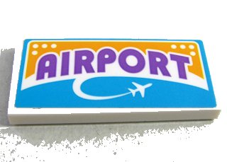 LEGO onderdeel Tile 2 x 4 with Medium Lavender 'Airport' and White Airplane Pattern (Sticker) - Set 41109 (87079pb0437)