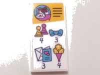 LEGO part Tile 2 x 4 with Party Hats, Bow, Envelope and Bouquet Pattern (Sticker) - Set 41310 87079pb0631