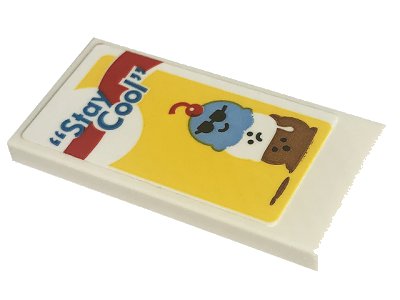 LEGO part Tile 2 x 4 with 'Stay Cool' and Ice Cream Scoops Pattern (Sticker) - Set 60253 (87079pb0709)