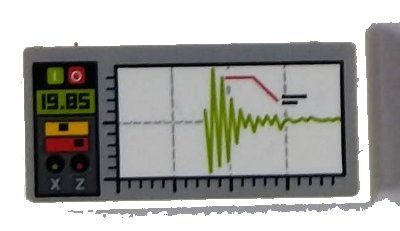 LEGO onderdeel Tile 2 x 4 with Lime Graph, '19.85' and Controls on Light Bluish Gray Pattern (Sticker) - Set 60124 (87079pb0712)