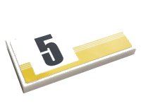 LEGO part Tile 2 x 4 with Yellow Stripes and Black Number 5 Pattern Model Left Side (Sticker) - Set 76897 87079pb0835L