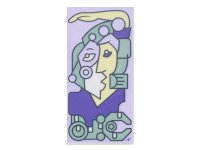 LEGO part Tile 2 x 4 with Modern Art Cubist Painting with Lavender, Sand Green, and Dark Purple Picasso Style Portrait Pattern 87079pb1077