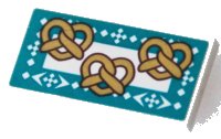 LEGO part Tile 2 x 4 with 3 Pretzels, Dark Turquoise Border with White Squares and Arrows Pattern (Sticker) - Set 41167 87079pb1157