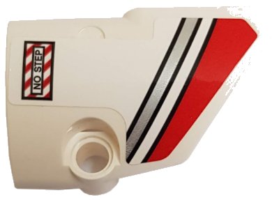 LEGO part Technic, Panel Fairing # 2 Small Smooth Short, Side B with Red and Silver Stripes and 'NO STEP' Pattern (Sticker) - Set 42057 (87086pb052)