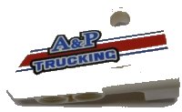 LEGO part Technic, Panel Fairing # 2 Small Smooth Short, Side B with Blue, Red and White Stripes and 'A&P TRUCKING' Pattern (Sticker) - Set 8071 87086pb055