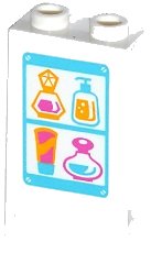 LEGO part Panel 1 x 2 x 3 with Side Supports - Hollow Studs with Perfume Bottles on Medium Azure Shelves Pattern (Sticker) - Set 41100 87544pb029