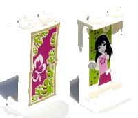 LEGO part Panel 1 x 2 x 3 with Side Supports - Hollow Studs with Girl on Inside and Magenta and White Flower on Outside Pattern (Stickers) - Set 41058 87544pb032