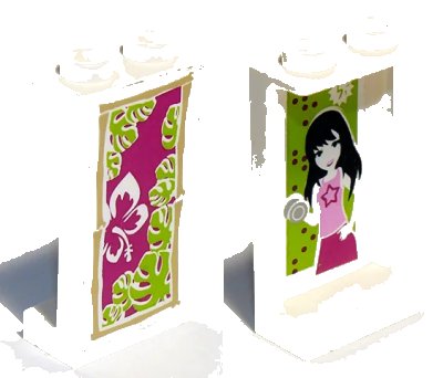 LEGO onderdeel Panel 1 x 2 x 3 with Side Supports - Hollow Studs with Girl on Inside and Magenta and White Flower on Outside Pattern (Stickers) - Set 41058 (87544pb032)