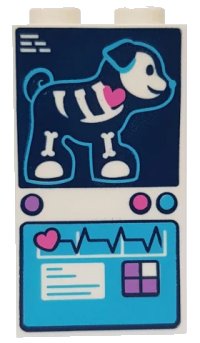 LEGO part Panel 1 x 2 x 3 with Side Supports - Hollow Studs with Puppy X-Ray Image and Medical Chart Pattern 87544pb043