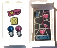 LEGO onderdeel Panel 1 x 2 x 3 with Side Supports - Hollow Studs with Heart and Plugs on Outside and Pink Hearts on Satellite Map Inside Pattern (Stickers) - Set 41333 87544pb054