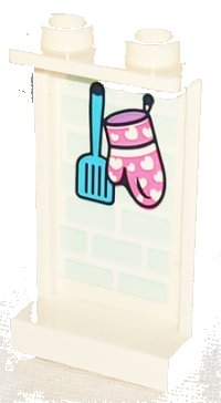 LEGO part Panel 1 x 2 x 3 with Side Supports - Hollow Studs with Medium Azure Spatula and Dark Pink Oven Mitt with Hearts Pattern (Sticker) - Set 41347 87544pb071