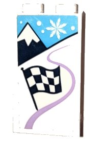LEGO part Panel 1 x 2 x 3 with Side Supports - Hollow Studs with Mountain, Snowflake and Checkered Flag Pattern (Sticker) - Set 41319 87544pb079