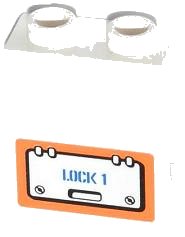 LEGO onderdeel Panel 1 x 2 x 2 with Side Supports - Hollow Studs with Hatch and 'LOCK 1' Pattern Model Left Side (Sticker) - Set 60013 87552pb017L