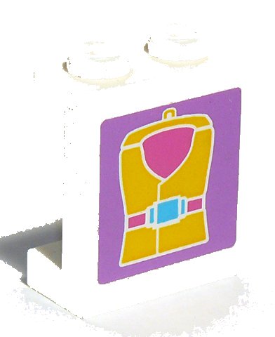 LEGO onderdeel Panel 1 x 2 x 2 with Side Supports - Hollow Studs with Yellow Life Jacket Pattern (Sticker) - Set 41015 (87552pb034)