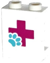 LEGO onderdeel Panel 1 x 2 x 2 with Side Supports - Hollow Studs with Magenta Cross and Medium Azure Paw Print Pattern (Sticker) - Set 41125 (87552pb041)