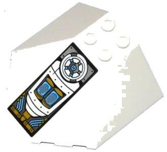 LEGO onderdeel Windscreen 6 x 6 x 2 Canopy with Engine and Valve Pattern (Sticker) - Set 70588 (87606pb03)