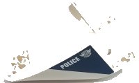 LEGO part Aircraft Fuselage Aft Section Curved Bottom 6 x 10 with White 'POLICE' and Silver Badge with Wings Pattern on Both Sides (Stickers) - Set 60009 87616pb009