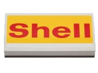 LEGO part Slope, Curved 2 x 4 x 2/3 with Bottom Tubes with 'Shell' on Yellow Background Pattern (Sticker) - Set 40196 88930pb055