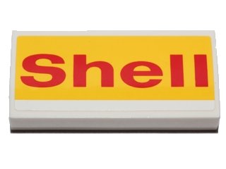 LEGO onderdeel Slope, Curved 2 x 4 x 2/3 with Bottom Tubes with 'Shell' on Yellow Background Pattern (Sticker) - Set 40196 (88930pb055)