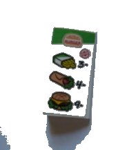 LEGO part Slope, Curved 2 x 4 x 2/3 with Bottom Tubes with Menu, 'BURGER', Fries, Wrap, Cheeseburger, '3-', '4-', and '9-' Pattern (Sticker) - Set 60214 88930pb119