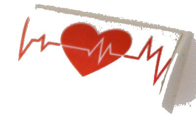LEGO onderdeel Slope, Curved 2 x 4 x 2/3 with Bottom Tubes with Coral Heart with ECG Monitor Line Pattern (Sticker) - Set 41394 (88930pb150)