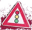 LEGO onderdeel Road Sign 2 x 2 Triangle with Clip with Traffic Light Pattern (892pb002)