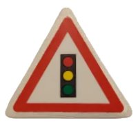 LEGO onderdeel Road Sign 2 x 2 Triangle with Clip with Traffic Light Pattern (Sticker) - Set 8401 892pb017