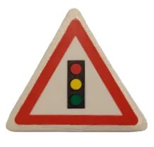 LEGO onderdeel Road Sign 2 x 2 Triangle with Clip with Traffic Light Pattern (Sticker) - Set 8401 (892pb017)