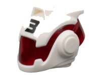 LEGO part Minifigure, Headgear Helmet with Molded Trans-Red Visor and Printed Black Number 3 Pattern 89844pb01