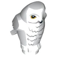 LEGO part Owl, Angular Features with Black Beak, Yellow Eyes, and Light Bluish Gray Rippled Chest Feathers Pattern (HP Hedwig) (92084pb03)