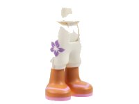 LEGO onderdeel Mini Doll Hips and Trousers Cropped with Medium Lavender Flower, Medium Nougat Legs, and Bright Pink Sandals with Straps Pattern - Thick Hinge 92251c00pb01