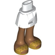 LEGO part Mini Doll Hips and Skirt, Medium Nougat Legs and Sandals with Gold Straps and Triangles Pattern - Thick Hinge 92252c00pb029