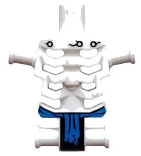 LEGO onderdeel Torso Skeleton, Angular Rib Cage with Black Holes and Cracks and Blue Loincloth Pattern 93060pb01