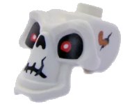 LEGO part Minifigure, Head, Modified Skull with Red Eyes, Cracks, and Worm Pattern 93066pb01
