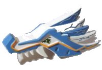 LEGO part Dragon Head (Ninjago) Jaw Upper with Medium Blue Sections and Orange Stripes Pattern 93070pb01