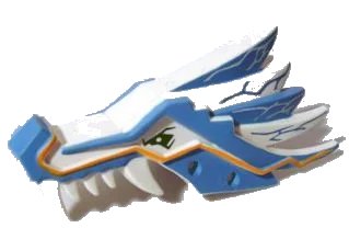 LEGO onderdeel Dragon Head (Ninjago) Jaw Upper with Medium Blue Sections and Orange Stripes Pattern (93070pb01)