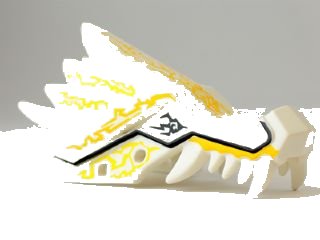 LEGO onderdeel Dragon Head (Ninjago) Jaw Upper with Yellow Lightning Spirit Pattern (93070pb06)