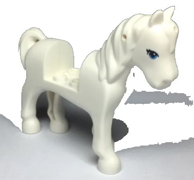 LEGO onderdeel Horse with 2 x 2 Cutout with Dark Azure Eyes with 2 Black Eyelashes Pattern (93083c01pb18)